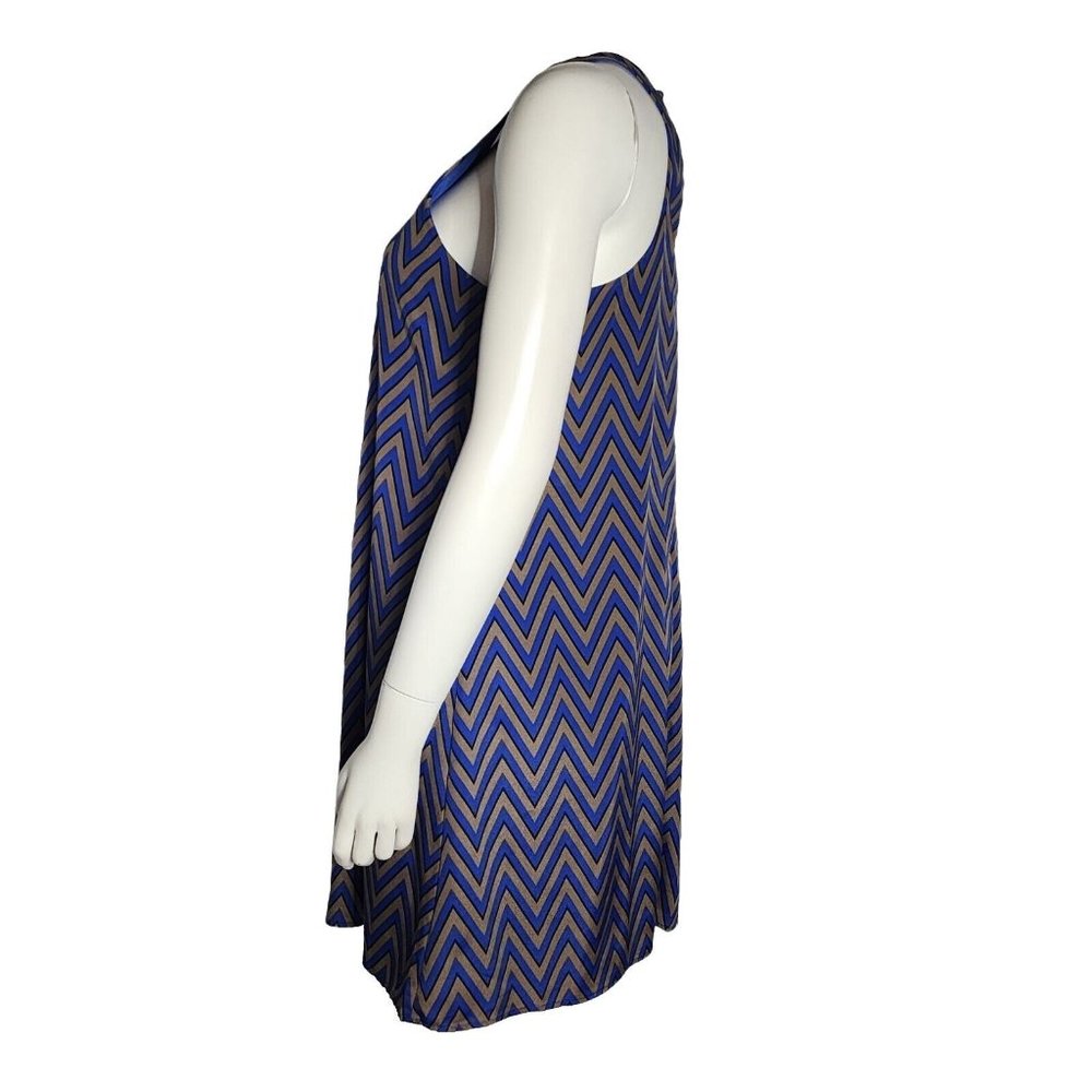 NWT FRANCESCAS DINA BE Blue Brown Chevron Pattern Dress Womens Size M Medium‎ - Picture 3 of 8
